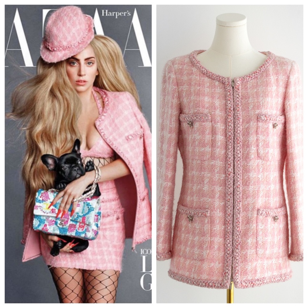 Chanel F/W 2014 Supermarket Barbie Pink White Plaid 14A Fantasy Tweed Jacket